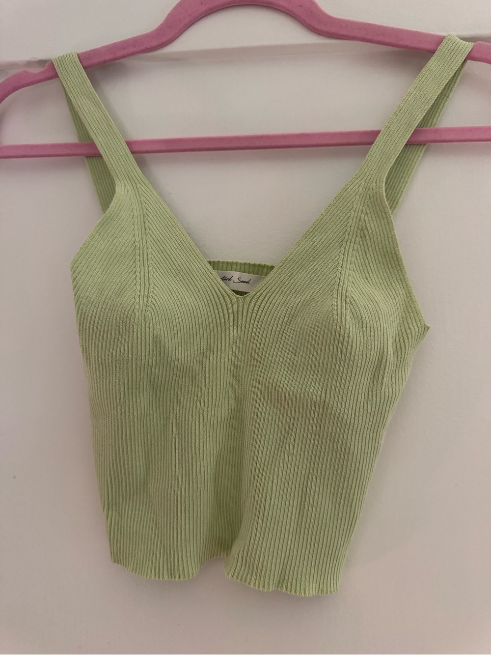 Mustard Seed Light Green Ribbed V-Neck Tank
